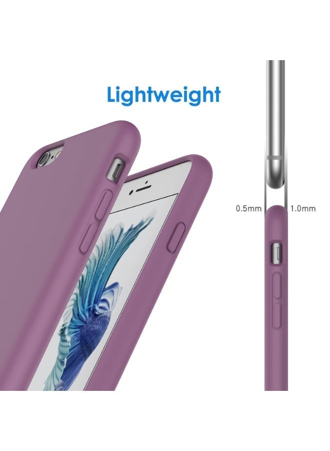 جراب متوافق مع iPhone 6/6S Plus مقاس 5.5 بوصة، جراب هاتف نحيف من السيليكون السائل بأربع طبقات من المطاط الهلامي الناعم ومضاد للصدمات مع بطانة من الألياف الدقيقة المضادة للخدش (أرجواني) - Image 5