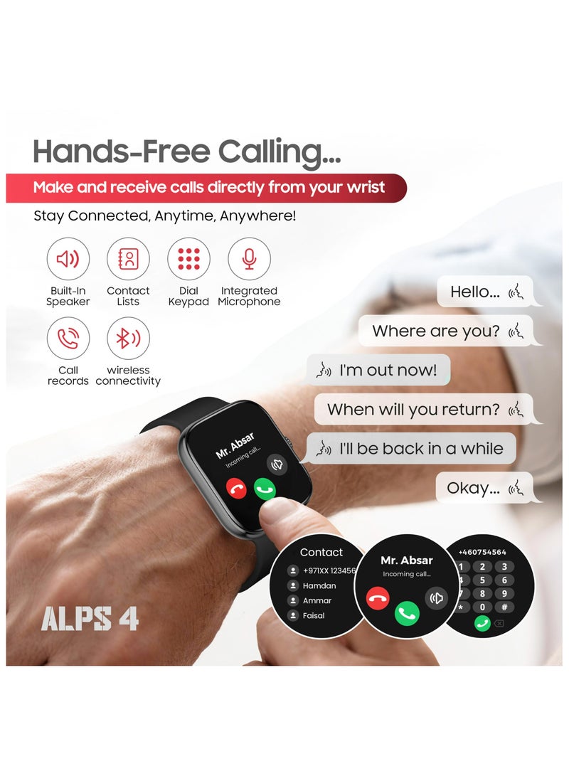 SWISS MILITARY Swiss Military Alps 4 Smartwatch – Black | 1.75" AMOLED, Bluetooth Calling, IP68 Waterproof, Wireless Charging  - Image 5