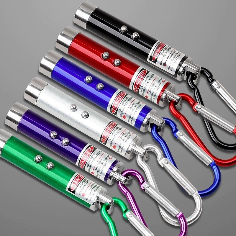 Three-In-One Mini Flashlight Money Detector Laser Microscope Electric Light Keychain Hook Laser Illumination Wholesale Other colors single color random 