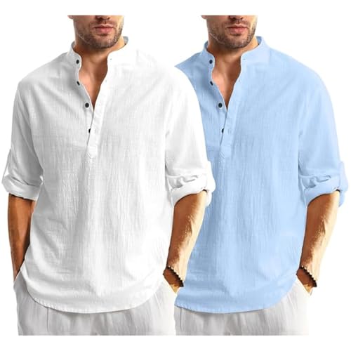 Bellstone Combo of Men Solid Cotton Blend Straight Kurta Shirt Pack of 2 - Image 5