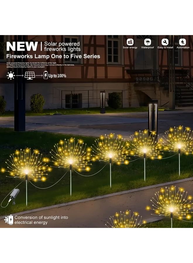 8 قطع 480 مصباح LED أضواء الألعاب النارية الشمسية الخارجية 8 أوضاع وامضة تشغيل وإيقاف تلقائي للحديقة - Image 5