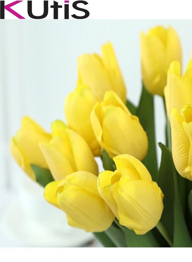 Kutis 10-Pieces Artificial Tulip Fake Flowers Real Touch Bouquet For Home Garden Wedding Birthday Party - Image 2