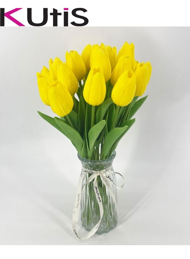 Kutis 10-Pieces Artificial Tulip Fake Flowers Real Touch Bouquet For Home Garden Wedding Birthday Party - Image 1