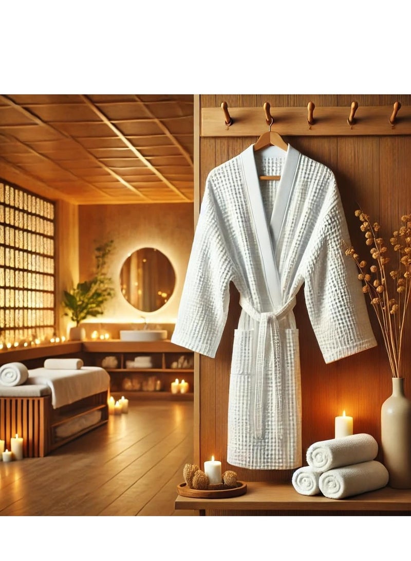 م اكس م رداء حمام قطني للجنسين – رداء سبا وفندق خفيف الوزن مع جيوب، منشفة قطنية 100% للرجال والنساء - Image 3