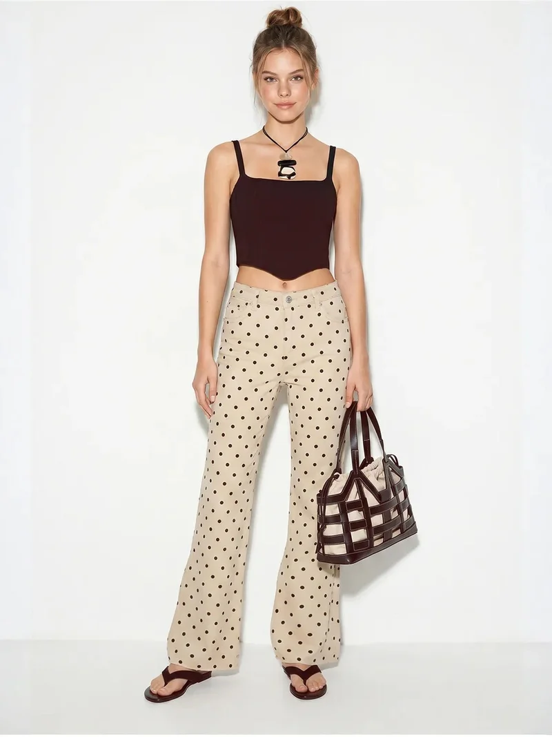 Bianco Lucci LUCCI Women’s Mid-Waist Polka Dot Flare Jeans