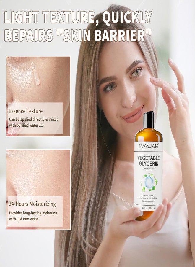 MAYJAM 100% Natural & Pure Vegetable Glycerine, 16 fl. oz. Vegetable Glycerin Liquid Body Oil for Skin, Face, Hair Care, Massage Oil for Moisturizing and Hair Benefits, Carrier Oil for Essential Oils - Image 4