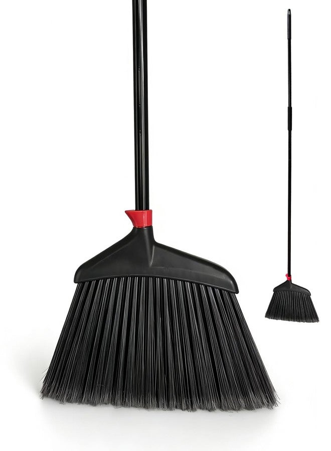 Xifando Heavy-Duty Broom - Commercial Broom for Indoor Outdoor Cleaning 63 Inch Adjustable Long Handle Angle Broom for Sweeping Hardwood Tile Concrete Garage Patio Kitchen (Black+Red) - Image 1