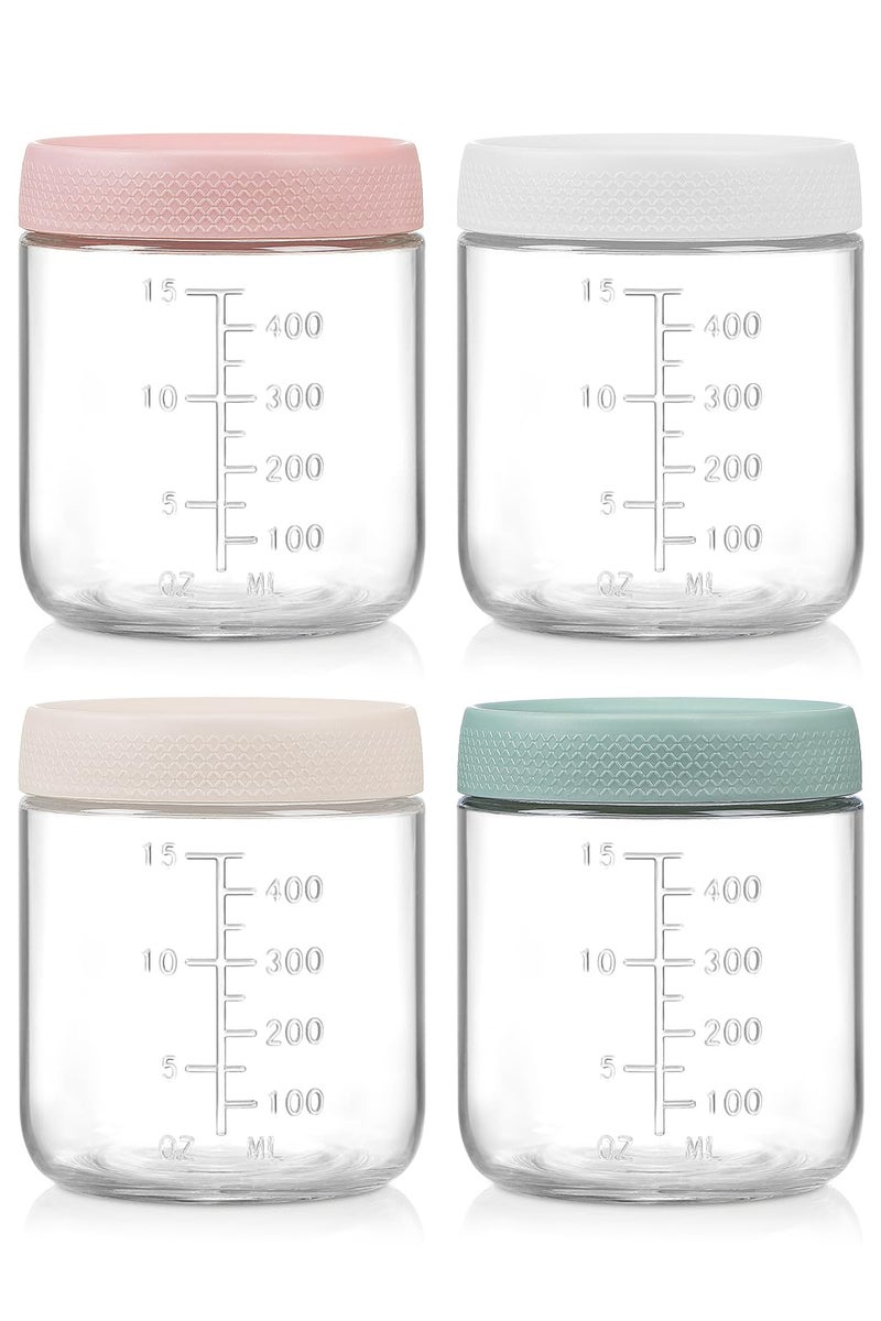 POIKSHARK 4-Pack Overnight Oats Containers with Lids,16 OZ Wide Mouth Glass Jars with Airtight Lids, Mason Jars Glass Food Containers for Snack Spice Sugar Food Prep Yogurt - Image 1