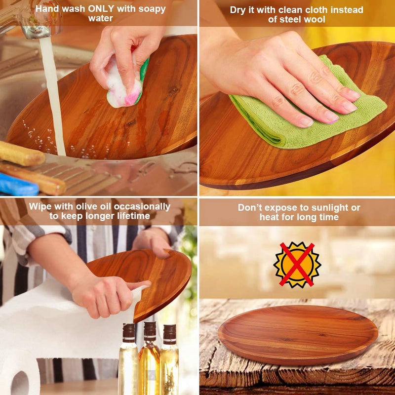 AIDEA طقم أدوات المائدة الخشبية AIDEA 12 قطعة من خشب الأكاسيا، طقم أطباق لـ 4 أشخاص - Image 4