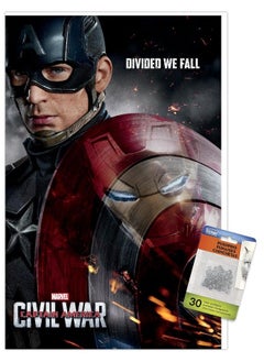 Trends International Marvel Cinematic Universe Captain America Civil War Shield Reflection One Sheet Wall Poster With Push Pins  - Image 1