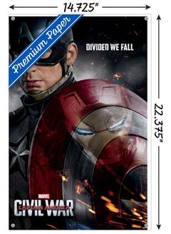 Trends International Marvel Cinematic Universe Captain America Civil War Shield Reflection One Sheet Wall Poster With Push Pins  - Image 4