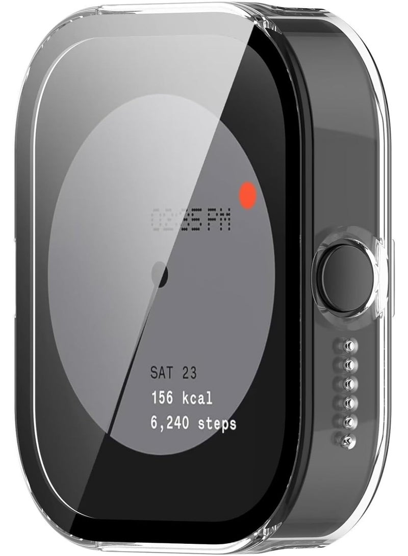 Case Compatible with CMF by Nothing Watch Pro, Full Coverage Slim Hard Case Protective Bumper Built-in Tempered Glass Screen Protector Shell for CMF by Nothing Watch Pro (Clear) - Image 2