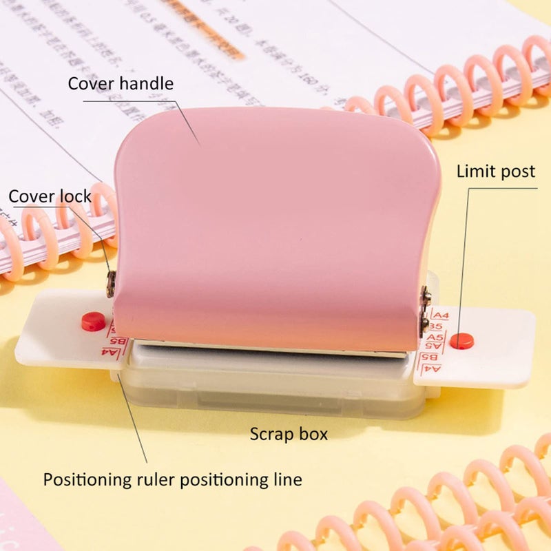 Pink Manual Hole Punch 30 Holes 5 Sheets Capacity Paper Puncher - Image 3