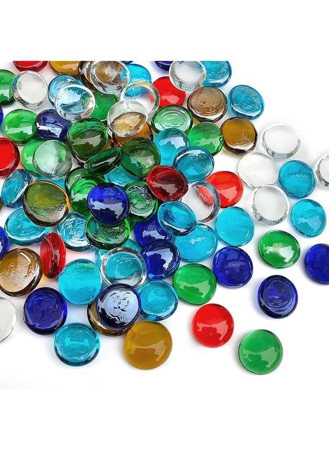 The Bros Flat Glass Pebbles for Vase, Glass Gem Stones for Aquarium, Decorative Glass Rocks for Vase Filler Fish Tank Planter Crafts Birdbath and Valentines Day Decor  - Image 1