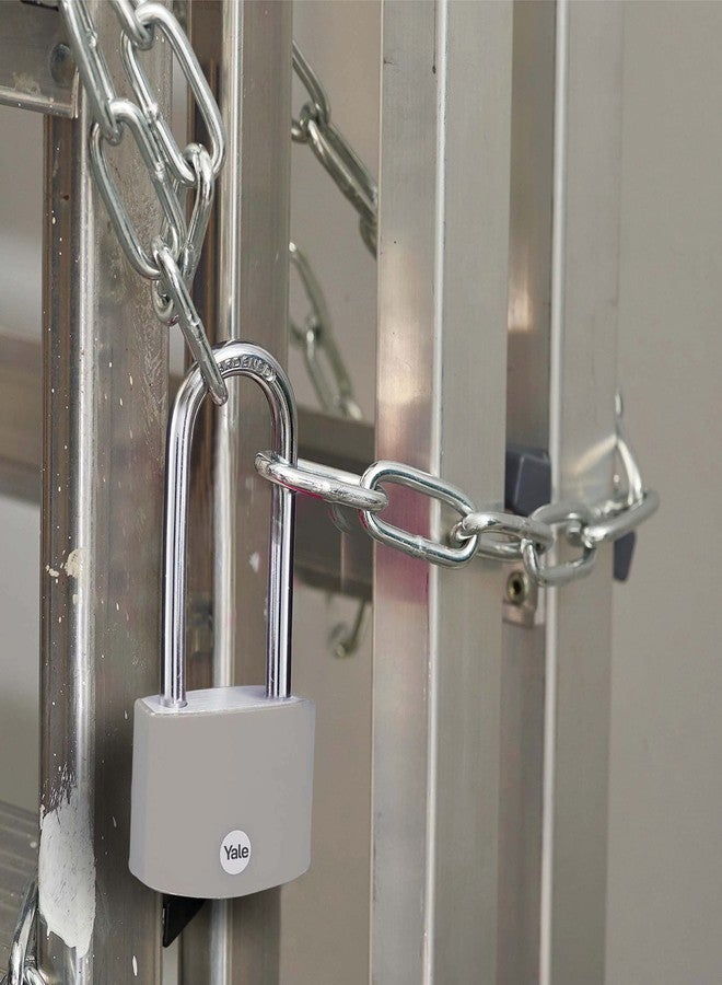 ييل قفل ييل من الألومنيوم المغطى بسلسلة بطول 2.2 بوصة مع 3 مفاتيح متشابهة لخزانة صالة الألعاب الرياضية المدرسية، والسياج، والبوابة، وصندوق الأدوات، والحافظة، وتخزين المشبك (رمادي) - Image 2