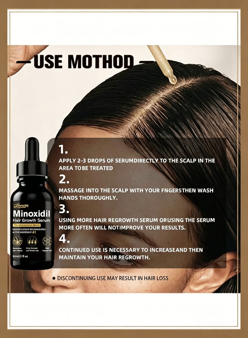 LUNOON 🌱 [5% Minoxidil + Biotin · Follicle-Activating Hair Growth Serum] Dermatologist-Recommended Active Ingredient | Strengthens Roots × Thickens & Densifies Hair | Revives Dormant Follicles · Reduces Hair Loss | Unisex · 60ml Large Capacity | Twice Daily · Visible Regrowth Results! - Image 4