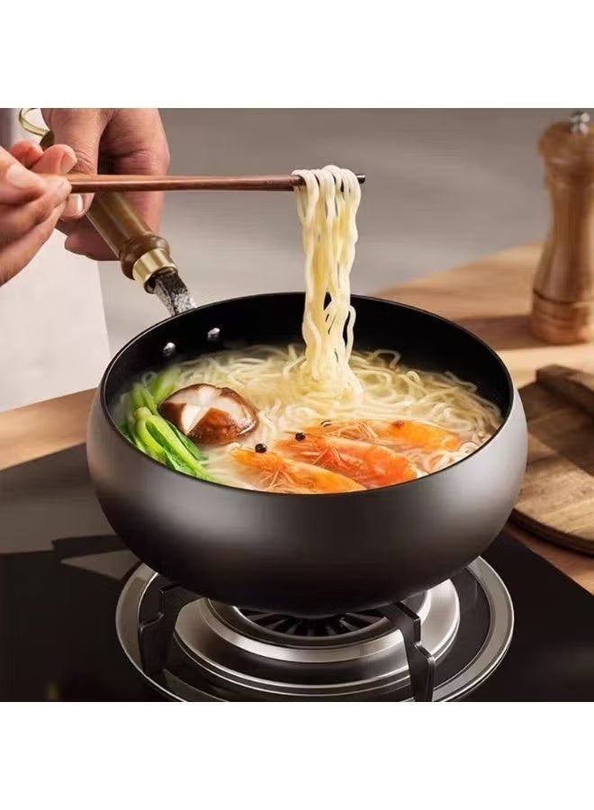 28cm Deep Wok Pan with Pyrex Glass Lid – Black Steel Cooking Pan - Image 3