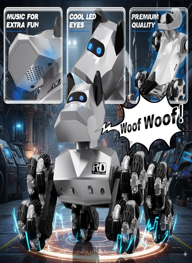 NQD® Robot Dog Toy, 360°Rotate Remote Control Robot Dog with Dancing & Sound FX, Remote Control Cars RC Stunt Robotic Dogs with LED Eyes, Electronic Pet Toys Gifts for Boys Kids Age 3-5 6-7 8-12 - Image 4