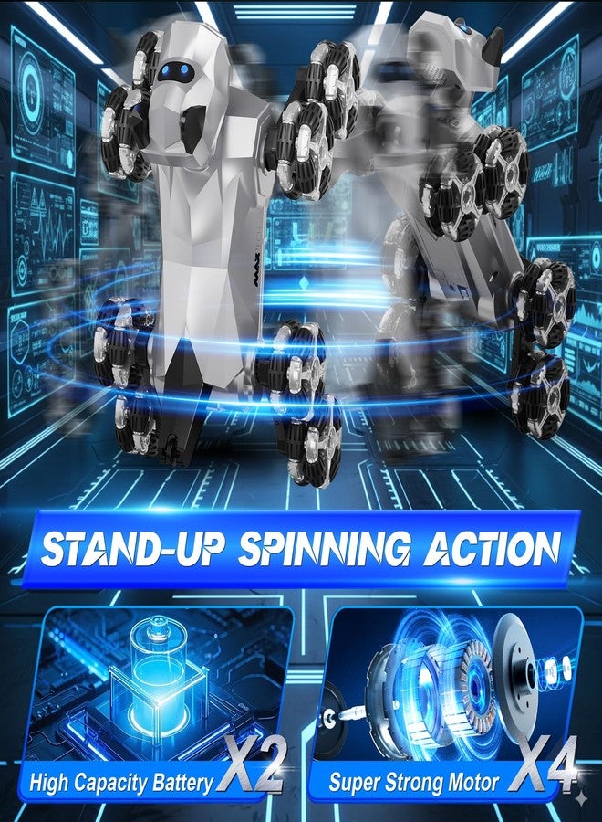 NQD® Robot Dog Toy, 360°Rotate Remote Control Robot Dog with Dancing & Sound FX, Remote Control Cars RC Stunt Robotic Dogs with LED Eyes, Electronic Pet Toys Gifts for Boys Kids Age 3-5 6-7 8-12 - Image 5
