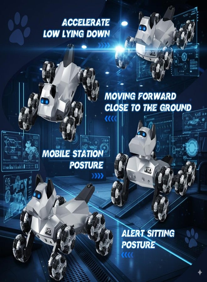 NQD® Robot Dog Toy, 360°Rotate Remote Control Robot Dog with Dancing & Sound FX, Remote Control Cars RC Stunt Robotic Dogs with LED Eyes, Electronic Pet Toys Gifts for Boys Kids Age 3-5 6-7 8-12 - Image 3