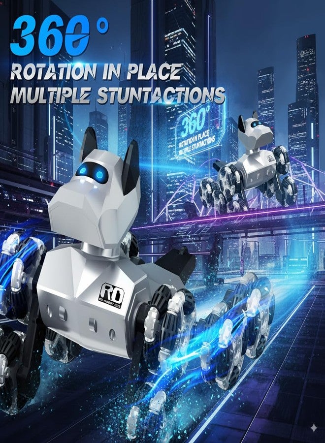 NQD® Robot Dog Toy, 360°Rotate Remote Control Robot Dog with Dancing & Sound FX, Remote Control Cars RC Stunt Robotic Dogs with LED Eyes, Electronic Pet Toys Gifts for Boys Kids Age 3-5 6-7 8-12 - Image 2