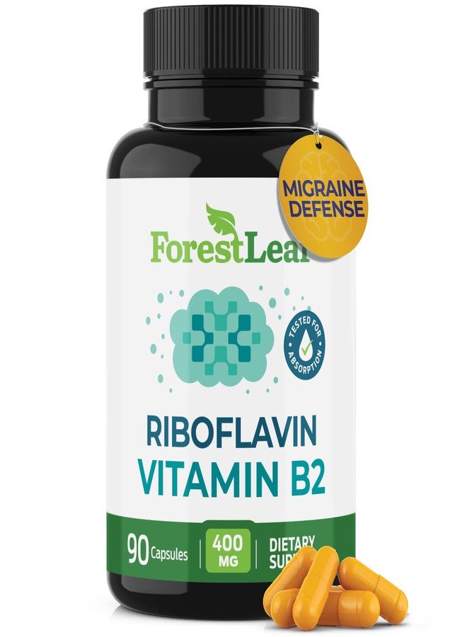 ForestLeaf Vitamin B2 Riboflavin 400mg - Energy, Skin & Cellular Health Supplement - Nervous System Support - Vitamin B 2 VIT B - Non-GMO & Gluten Free - B2 Vitamin 400mg Vegetable Capsules, 90 Count - Image 1