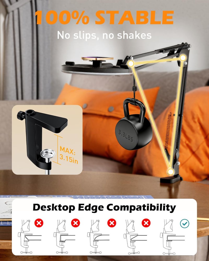 CloudValley Overhead Phone Mount with 10" Ring Light, 5000mAh Magnetic Desktop Tripod with Battery Display, Foldable Portable LED Light with 3 Modes & 10-Level Brightness for Makeup, Selfies, TikTok - Image 5