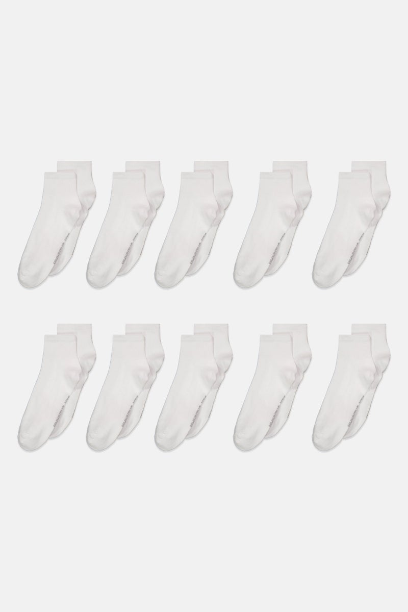 Ben Sherman Men 10 Pairs Textured Quarter Socks, White - Image 1