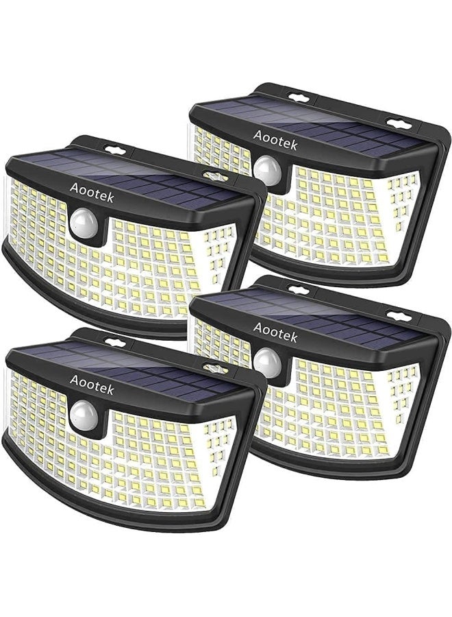 Aootek New Solar Lights 120 Leds With Lights Reflector 270 Wide Angle Ip65 Waterproof Easy-To-Install Security Lights For Front Door Yard Garage Deck 4 Pack - Image 1