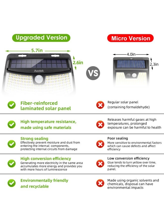 Aootek New Solar Lights 120 Leds With Lights Reflector 270 Wide Angle Ip65 Waterproof Easy-To-Install Security Lights For Front Door Yard Garage Deck 4 Pack - Image 4