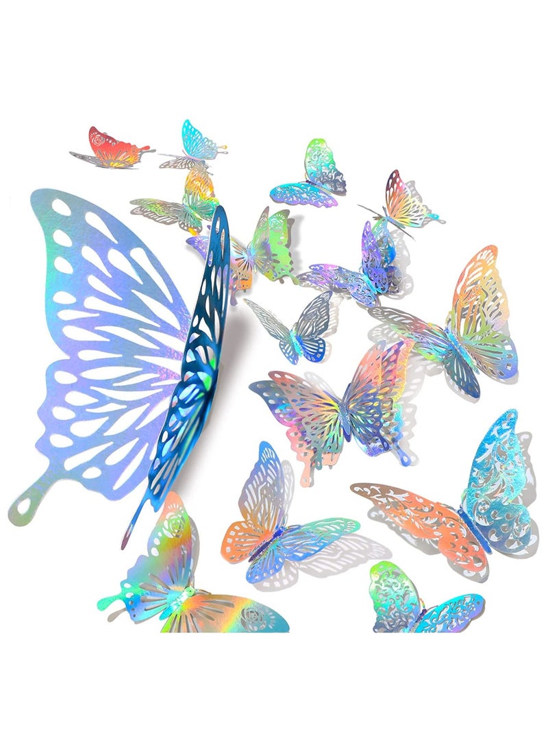 SYOSI - 3D Shiny Sliver Wall Stickers Decals Removable Butterfly Decor Classroom with Set 5 Style DIY Man Made Decorative Paper Murals for Nursery Party 60 Pcs - Image 1