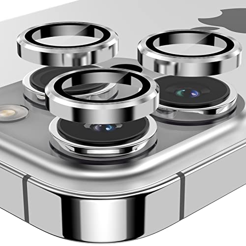 YWXTW Designed for iPhone 14 Pro Max Camera Lens Protector for iPhone 14 Pro Camera Lens Protector Individual Metal Anti Scratch HD Clear Case Friendly Tempered Glass Camera Cover 1 Set Silver - Image 1