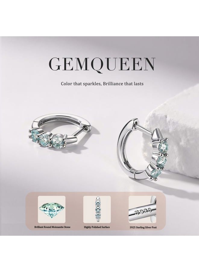 GEMQUEEN Moissanite Earrings Hoops : 18K White Gold Plated 925 Sterling Silver Earrings Hypoallergenic Small Huggie Hoop Earrings for Women Men Round Cut Multicolor VVS1, Small, Sterling Silver - Image 2