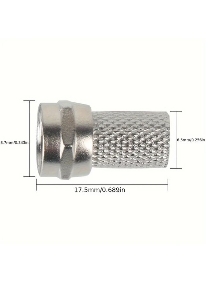 High Quality Copper Twist On RG6 F Type Cable Connector Plugs 50 Pack Suitable for TV Satellite Antenna Coaxial Cables - Image 2