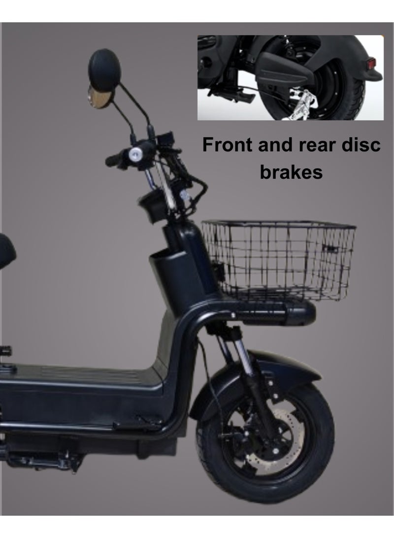 كاميل ITQ-8 برو، دراجة كهربائية للبالغين، بقدرة 1000 واط، إطار مقاس 14 بوصة، مدى يصل إلى 105 كيلومترات، مزودة بسلة ومرايا، باللون الأسود - Image 2