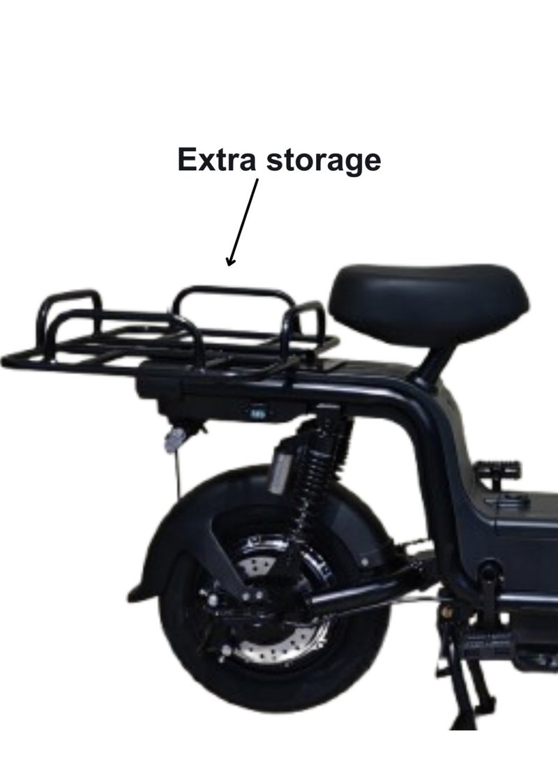 كاميل ITQ-8 برو، دراجة كهربائية للبالغين، بقدرة 1000 واط، إطار مقاس 14 بوصة، مدى يصل إلى 105 كيلومترات، مزودة بسلة ومرايا، باللون الأسود - Image 4
