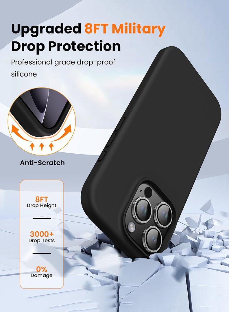 Theodor iPhone 16 Pro Max Black Protective Slim Fit Case Liquid Silicone Cover with Full Body Protection Anti-Scratch Shockproof Case For iPhone - Phoeniox bird flying - Image 5