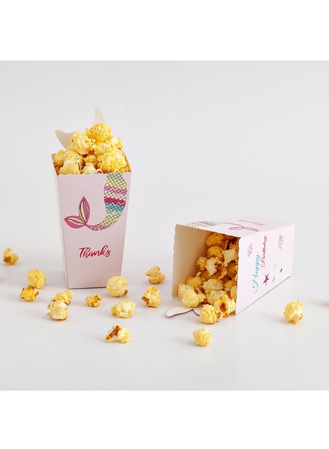 24Pcs Popcorn Box Set Mermaid Pattern Treat Box 2 x 6.3 x 2 Inch - Image 5