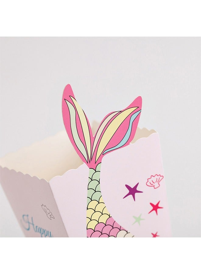 24Pcs Popcorn Box Set Mermaid Pattern Treat Box 2 x 6.3 x 2 Inch - Image 2