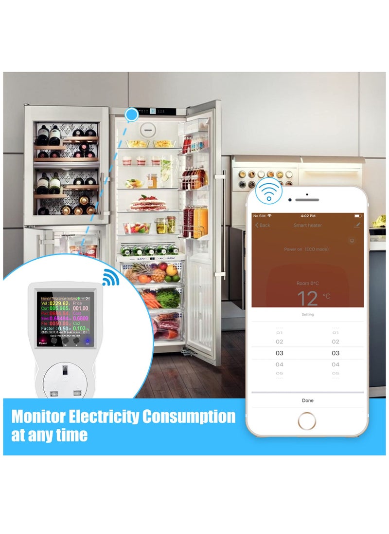 Generic - Smart WiFi Power Meter for Home and Office, 10A-16A, 85-265VAC, 50/60Hz Energy Consumption Monitor, Digital Watt & kWh Analyzer with Remote Control Function. - Image 1