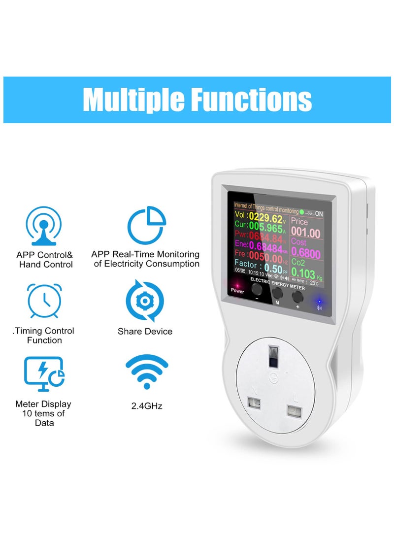 Generic - Smart WiFi Power Meter for Home and Office, 10A-16A, 85-265VAC, 50/60Hz Energy Consumption Monitor, Digital Watt & kWh Analyzer with Remote Control Function. - Image 1