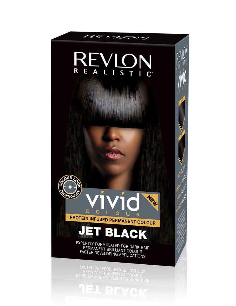 Revlon Realistic Vivid Colour Protein Infused Permanent Color Hair Dye with Color Lock Technology, Jet Black 110ml - Image 1