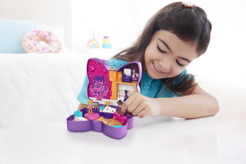 Polly Pocket Compact Playset, Sparkle Stage Bow with 2 Micro Dolls & Accessories, Travel Toys with Surprise Reveals - Image 2