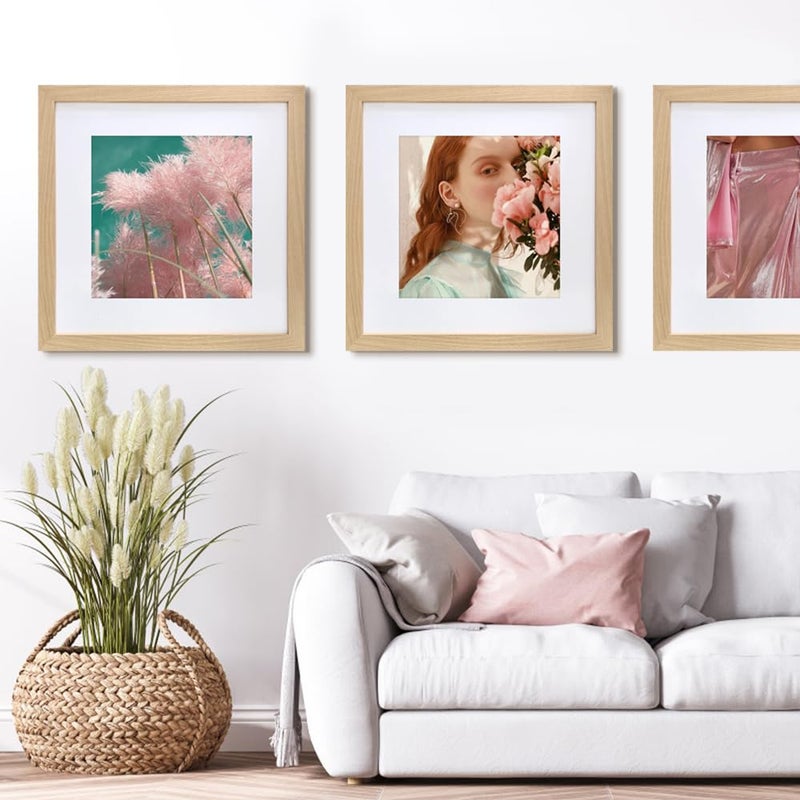 VNVNK 24x24 Frame Natural Wood Color, Perfect for 24x24 Inch Picture without Mat or 20x20 Inch Picture with Mat, Home Wall Decor Picture Frame-1 PCS - Image 2