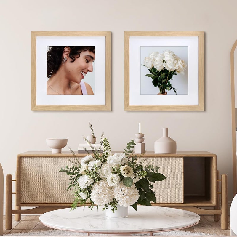 VNVNK 24x24 Frame Natural Wood Color, Perfect for 24x24 Inch Picture without Mat or 20x20 Inch Picture with Mat, Home Wall Decor Picture Frame-1 PCS - Image 3