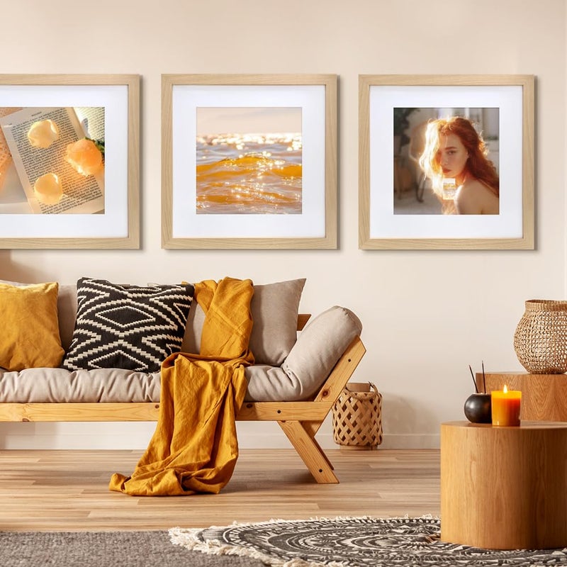 VNVNK 24x24 Frame Natural Wood Color, Perfect for 24x24 Inch Picture without Mat or 20x20 Inch Picture with Mat, Home Wall Decor Picture Frame-1 PCS - Image 4