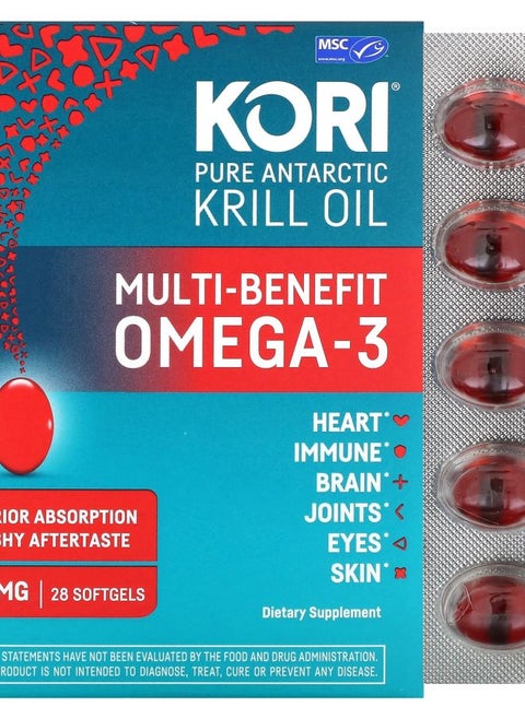 Pure Antarctic Krill Oil MultiBenefit Omega3 600 mg 28 Softgels