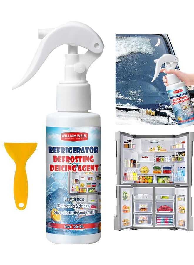 WILLIAM WEIR Refrigerator Defrosting Deicing Acent, Defrosting Spray For Fridge Freezer, Refrigerator Defrosting Spray, Refrigerator Deicing And Defrosting Agent, Spray For Defrosting Refrigerator And Freezer, Saves Electricity and Odour, 120ml - Image 1