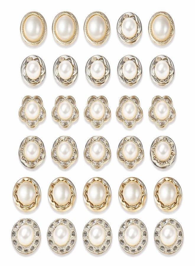Orbica 30 Pcs Pearl Safety Brooch Button Pins – Removable, No-Sew Shirt & Cardigan Button Covers – Ideal for Sarees, Dresses, Hats & Quick Styling Fixes (Mini Decorative Pins) - Image 1