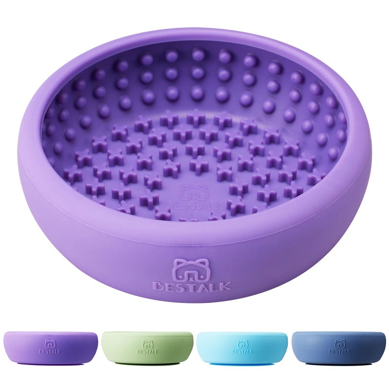 Bestalk Dog Lick Bowl, Bestalk Anxiety Relief Lick Mat for Dogs, Non-Slip Freeze Licking Bowl Enrichment Puzzle Feeder for Distraction, BPA Free Silicone, Dishwasher Safe(Purple,S) - Image 1
